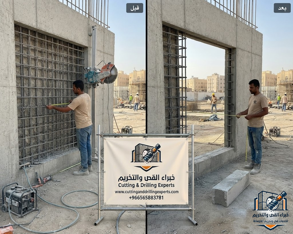 مراحل قص الخرسانة المسلحة في السعودية وفتح الفتحات الخرسانية باستخدام تقنيات القص الحديثة بدون تكسير